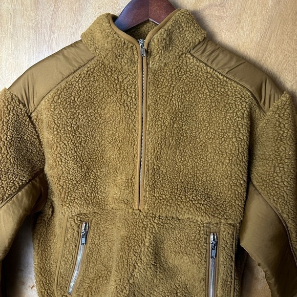 Madewell Faux Shearling Half Zip Pullover Sweater Dried Cedar XS - Picture 10 of 10